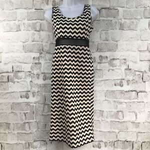 Velvet Room Women's Size S Dress Midi Bodycon Knit Sleeveless Black Ivory